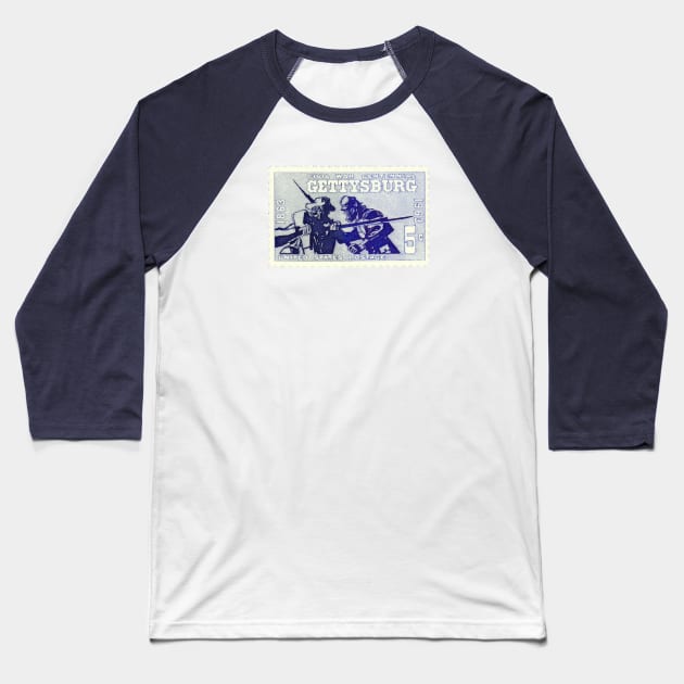Gettysburg Stamp Baseball T-Shirt by The Civil War 1861-1865 A History Podcast